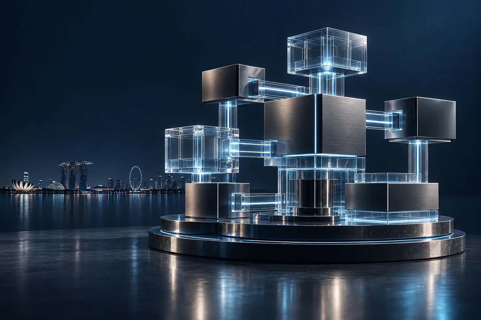 Modular software architecture built from connected glass and metal components